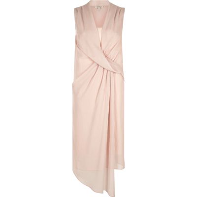 Light pink drape front swing dress